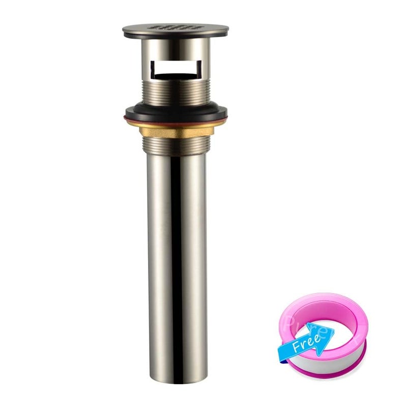 Purelux Grid Drain Strainer Assembly with Overflow for Bathroom Sink, Made of Brass Brushed Nickel - Image 3
